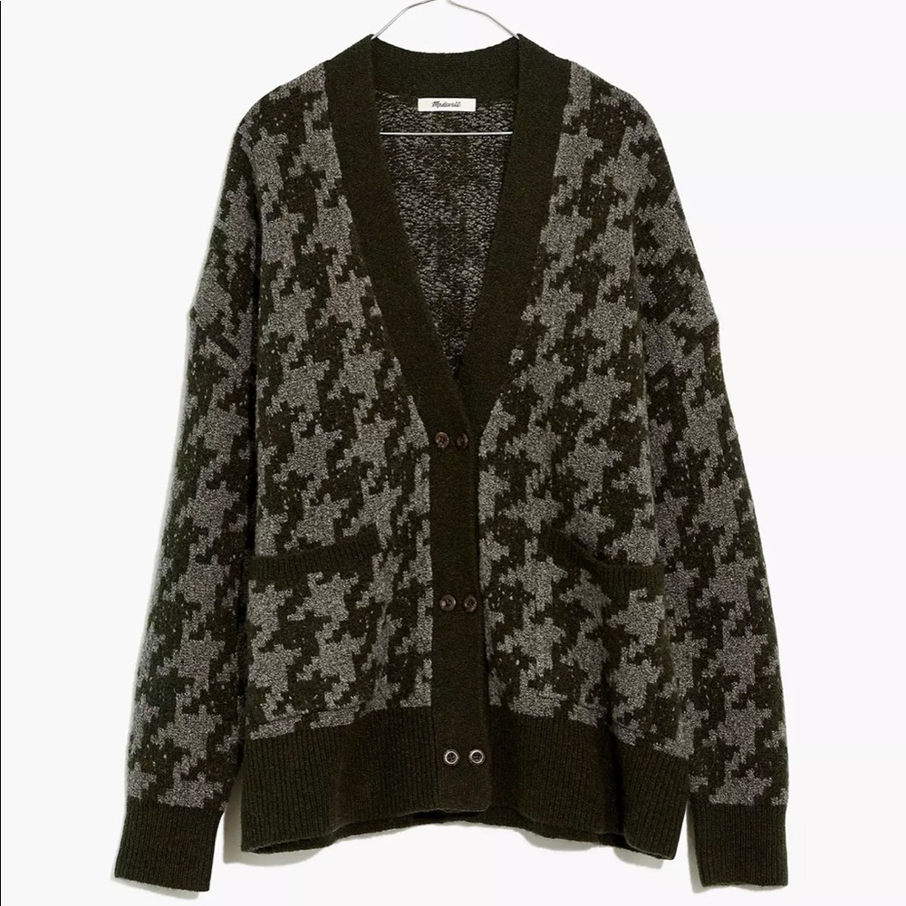 Madewell Allston Double-Button Cardigan Sweater in Houndstooth